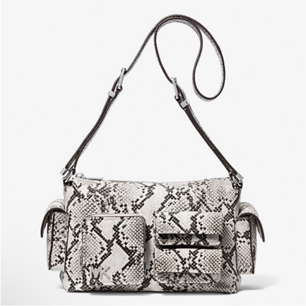 Michael Kors Snake Print Shoulder Bag - Black and White - Picture 11 of 16